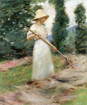Theodore Robinson Painting - Girl Raking Hay Theodore Robinson